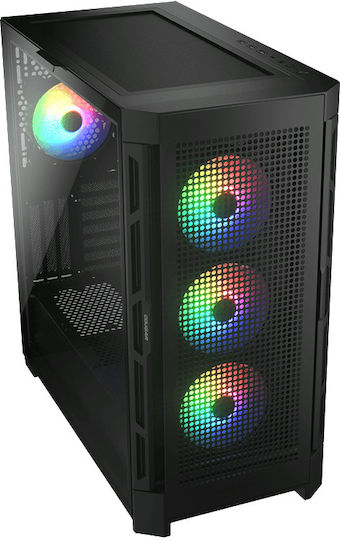 Cougar Duoface Pro RGB Геймърско бюро Midi Tower Компютърна кутия със страничен прозорец Черен