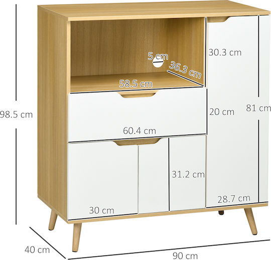 Office Storage Chipboard Cabinet Blue L90xW40xH98.5cm