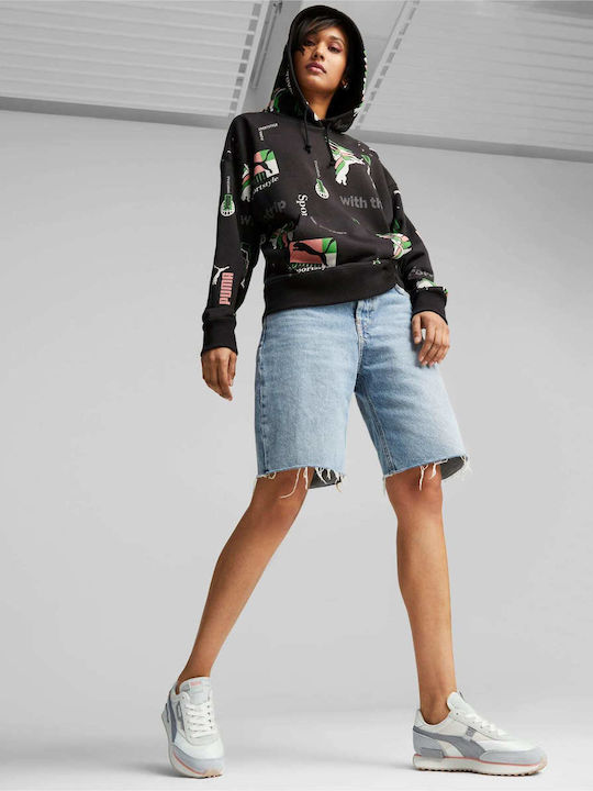 PUMA Classics Brand Love Φούτερ Μαύρο με Κουκούλα