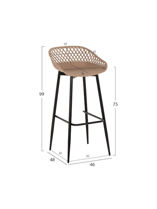 Metallic Garden Bar Stool Outdoor Brown 46x48x99cm