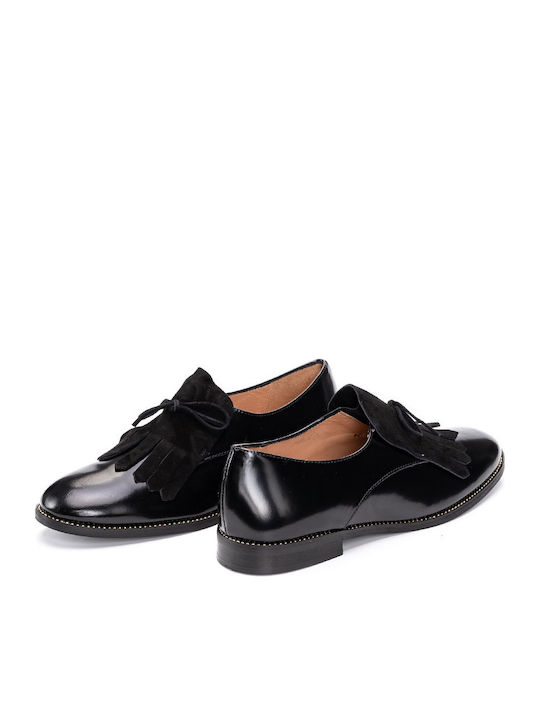 Leder Damen Mokassins in Schwarz Farbe