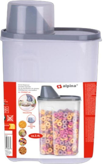 Alpina Appliances Ваза За Зърнени Храни С Капак Пластмасова Прозрачна 2400ml