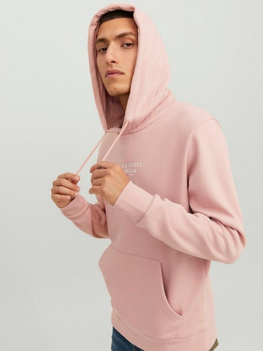 Jack & Jones Men's Sweatshirt with Hood and Pockets Pink