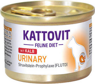 Kattovit Urinary Wet Food for Adult Cat in Can with Calf 185gr