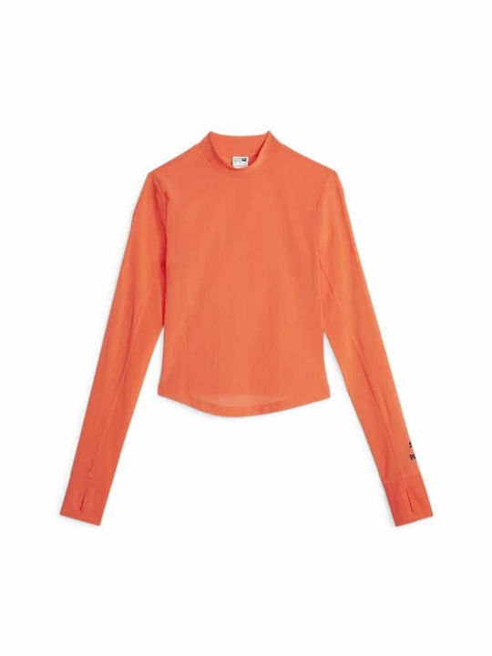 Dare To Damen Sport Bluse Langärmelig Orange