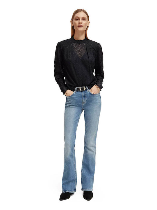 Neck Γυναικεία Μπλούζα Μακρυμάνικη Animal Print Navy Μπλε