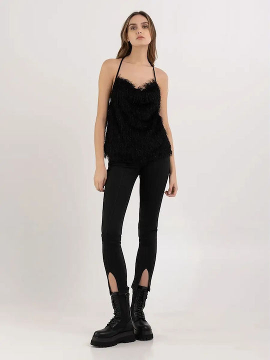 Damen Bluse mit Trägern Schwarz