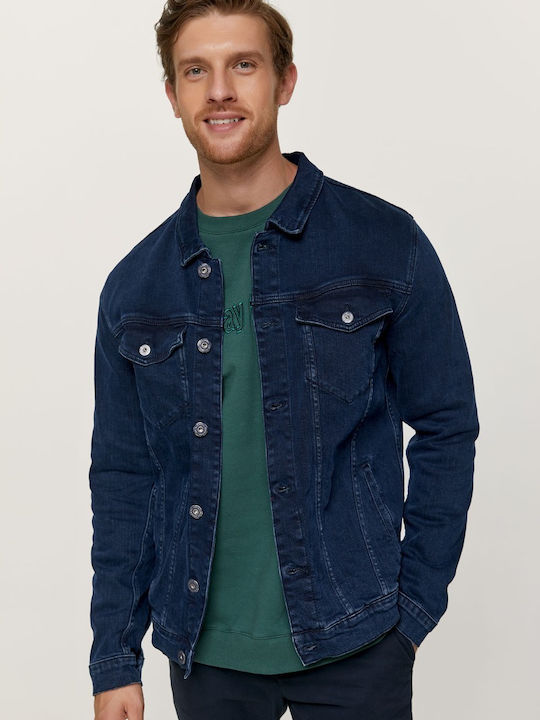 Edward Jeans Men's Winter Denim Jacket Blue