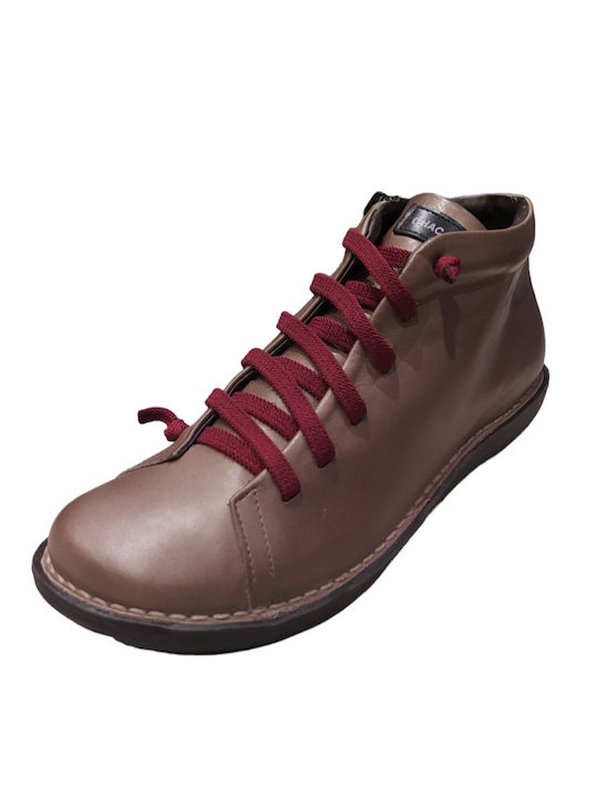 Leather Women's Ankle Boots Brown