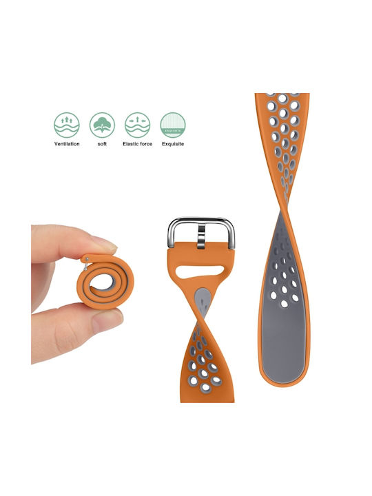 Two Tone Breathable Strap Silicone Orange / Grey (Galaxy Watch 3 45mmHuawei Watch GT/GT Pro 2/3/4/5 / Ultimate 46mmAmazfit GTR 47mm)