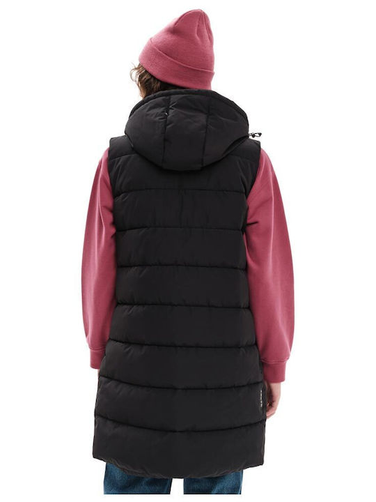 Women's Long Puffer Jacket for Spring or Autumn Black
