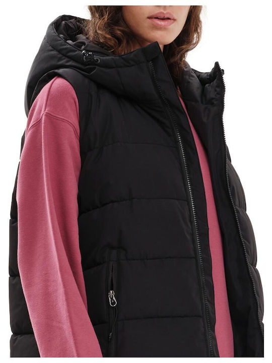 Women's Long Puffer Jacket for Spring or Autumn Black