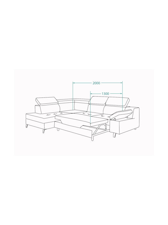 Dorris Γωνιακός Καναπές Κρεβάτι με Αριστερή Γωνία Δερματίνη