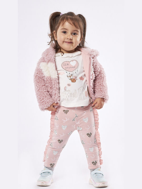 Εβίτα Kids Set with Leggings Winter 3pcs Pink