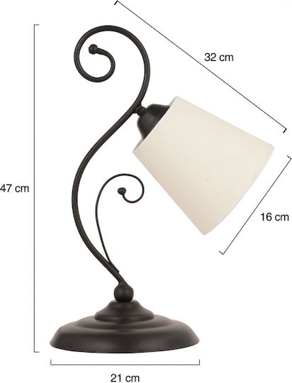 HomeMarkt Clancy Винтидж Настолна лампа от Въже за Цокъл E27 с Кафяв Абажур и Черен Основа