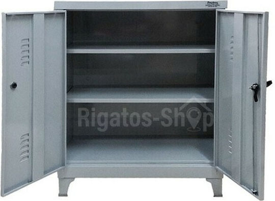 Double Door Wardrobe Metallic Galvanized with 3 Shelves 70x45x100cm
