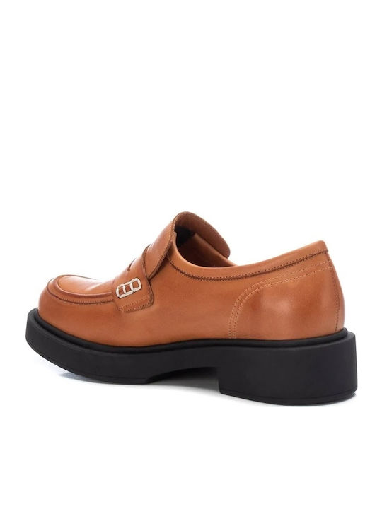 Leather Women's Moccasins in Brown Color