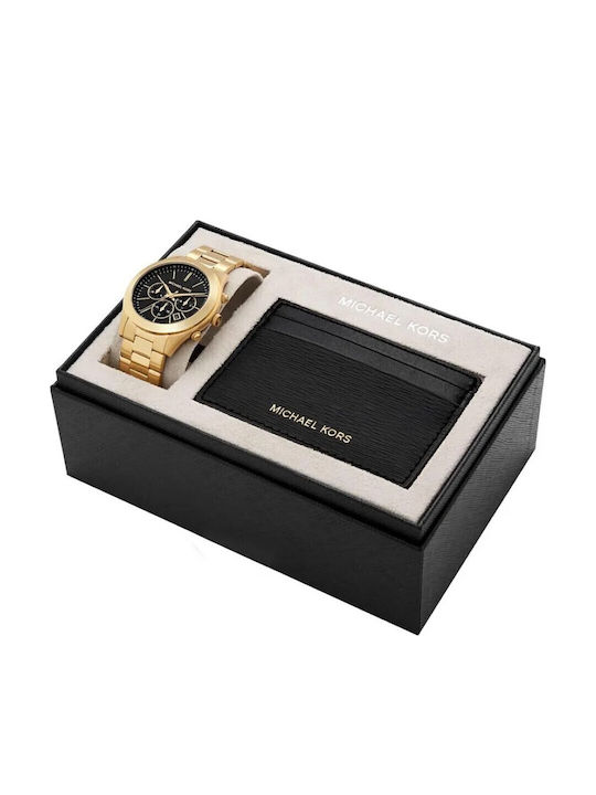 Michael Kors Runway Men's Watch 44mm Battery with Yellow Metal Bracelet