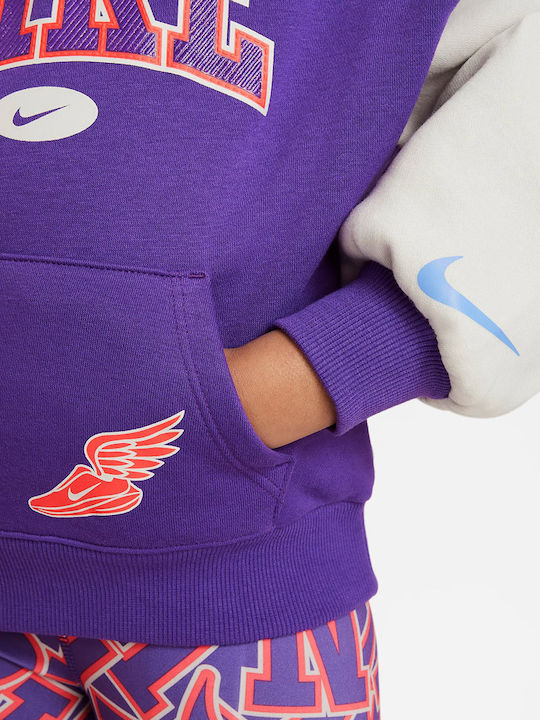 Kinder-Sweatshirt mit Kapuze Lila Join The Club