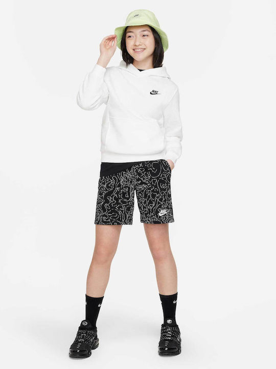 Fleece Kinder-Sweatshirt mit Kapuze Weiß Sportswear Club
