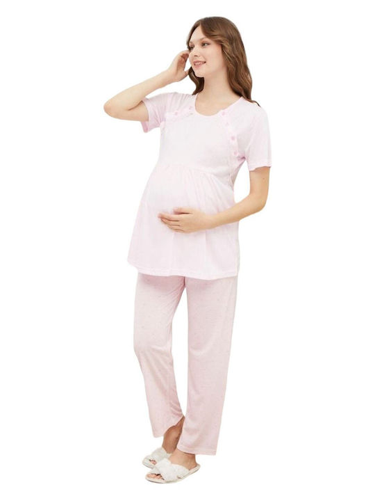 PijaMood Ρόμπα Εγκυμοσύνης & Θηλασμού σε Ροζ χρώμα