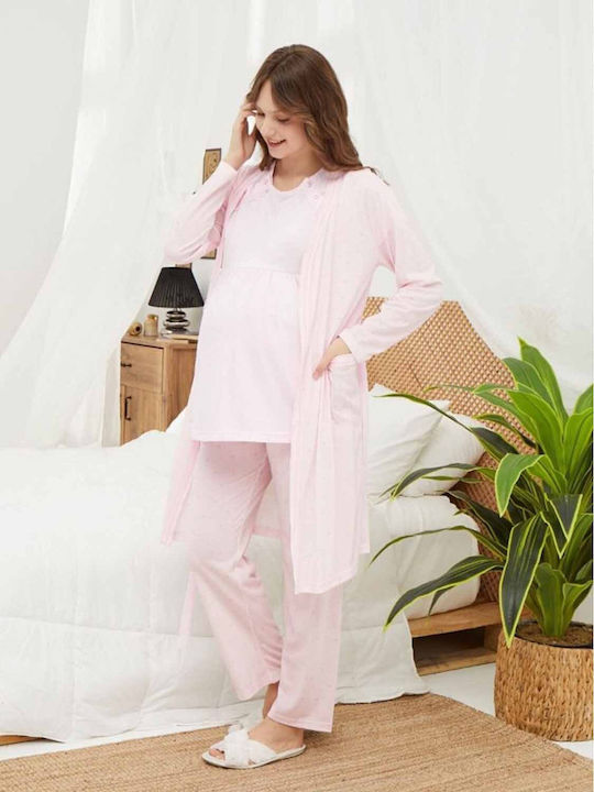 PijaMood Ρόμπα Εγκυμοσύνης & Θηλασμού σε Ροζ χρώμα
