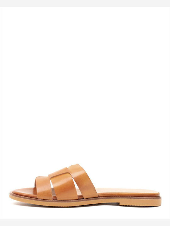 Wonders PERGAMENA Leather Women's Flat Sandals in Tabac Brown Color