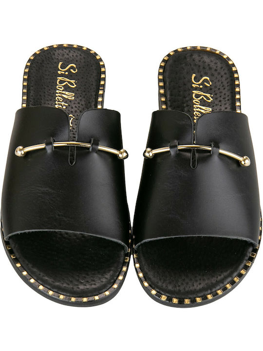 Δερμάτινα Γυναικεία Σανδάλια Flatforms Μαύρα