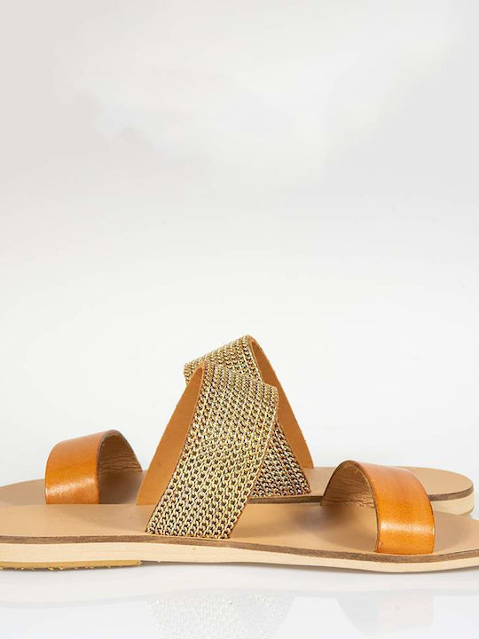 Women's Flat Sandals in Tabac Brown Color