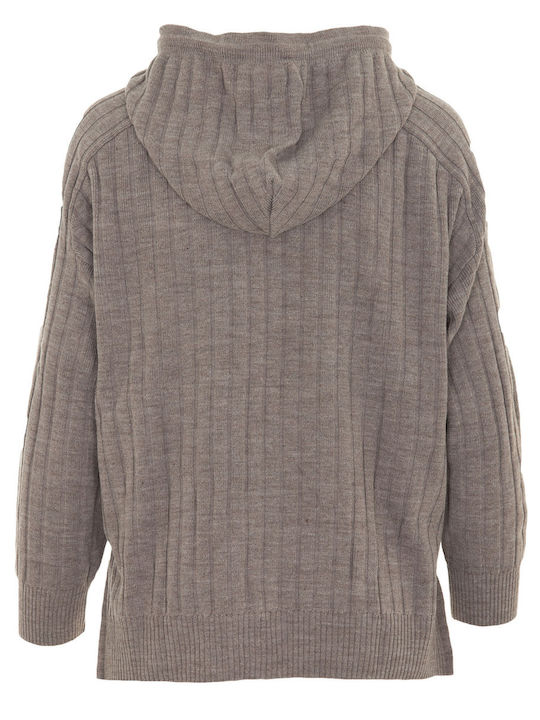 Women's Long Sleeve Sweater with Hood Plum Kitten