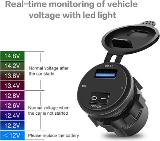 Încărcător pentru Motocicletă de Încărcare Rapidă cu Port: 1xUSB