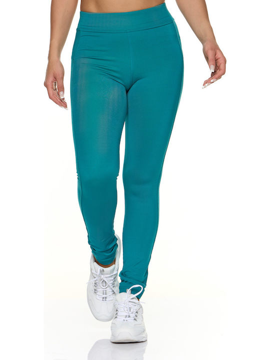 Women's Long Training Legging High Waisted Turquoise