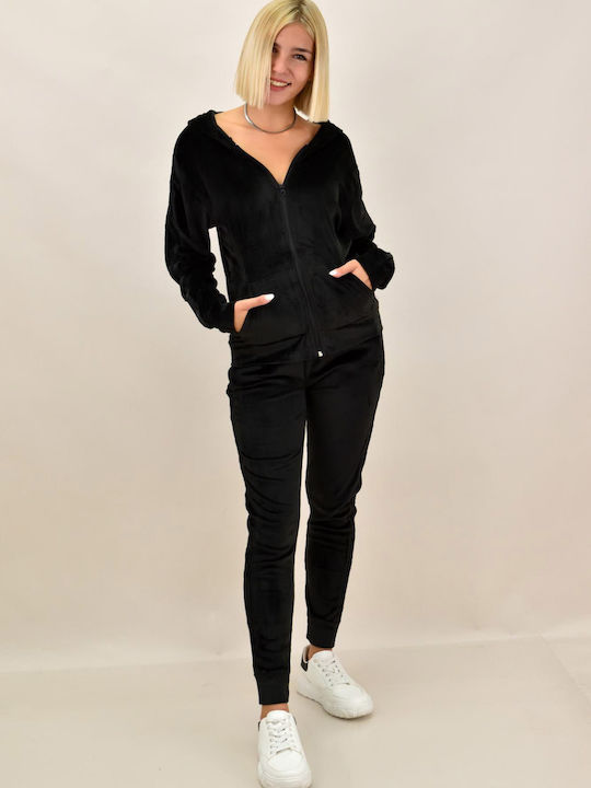 Sweatpants Set Velvet Black
