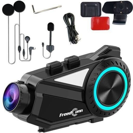 FreedConn R3 Single Motorcycle Communication for Helmet with Bluetooth & Camera