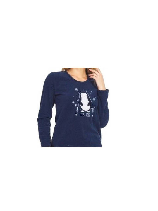 Vienetta Secret Winter Women's Pyjama Set Cotton Blue