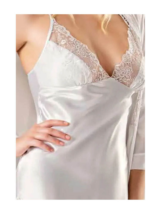 WOMEN'S SATIN WEDDING SET AHU LINGERIE 7703 - ECRU