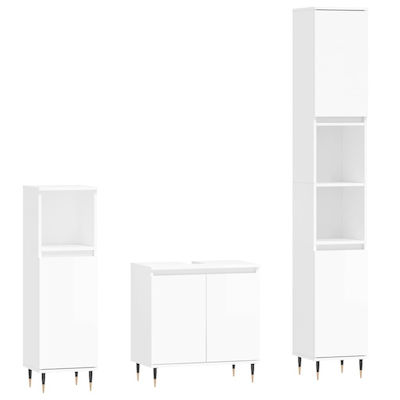 vidaXL Cabinet de baie fără chiuvetă L58xl33xH60cm & 2 Dulapuri Alb