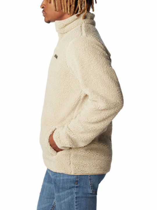 Men's Fleece Cardigan with Zipper Beige