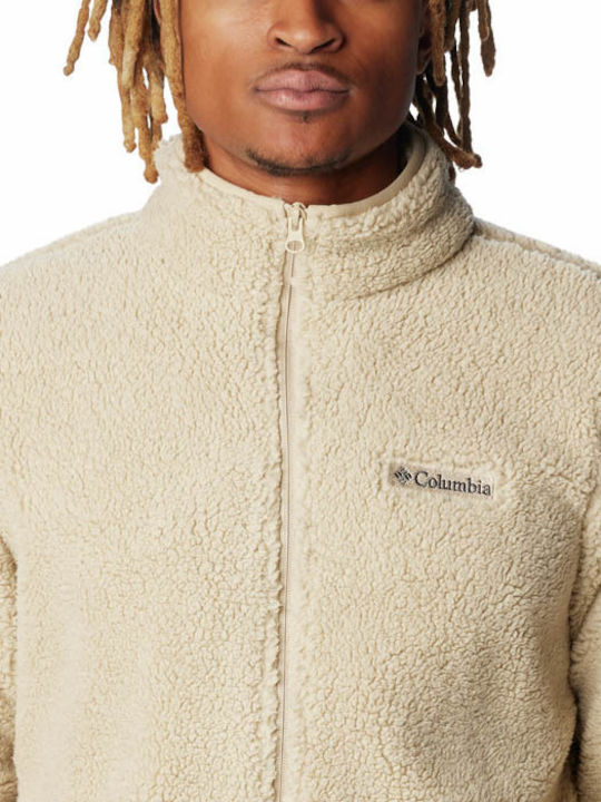 Men's Fleece Cardigan with Zipper Beige