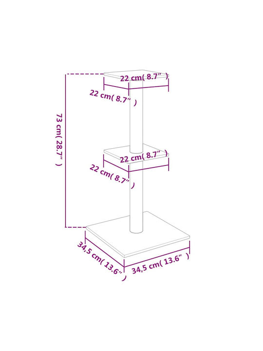 vidaXL Scratching Post Cat Trees Beige 34.5x34.5x73cm