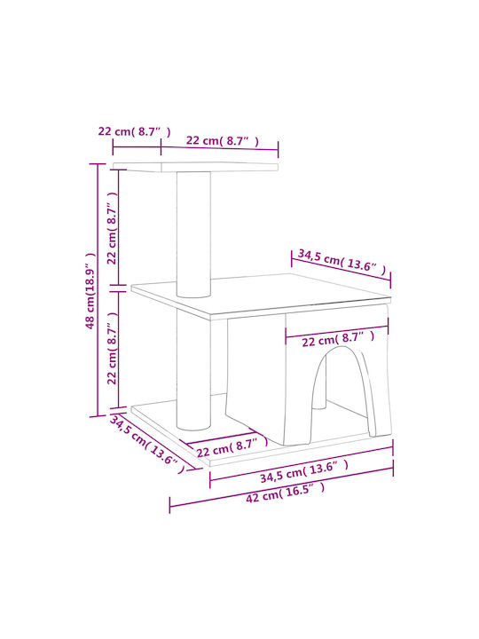 vidaXL Ονυχοδρόμιο Γατόδεντρο Γκρι 42x34.5x48εκ.