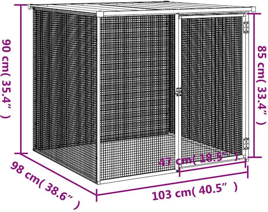 vidaXL Galvanized Steel Poultry Coop M1.03 x P0.98 x H0.9m