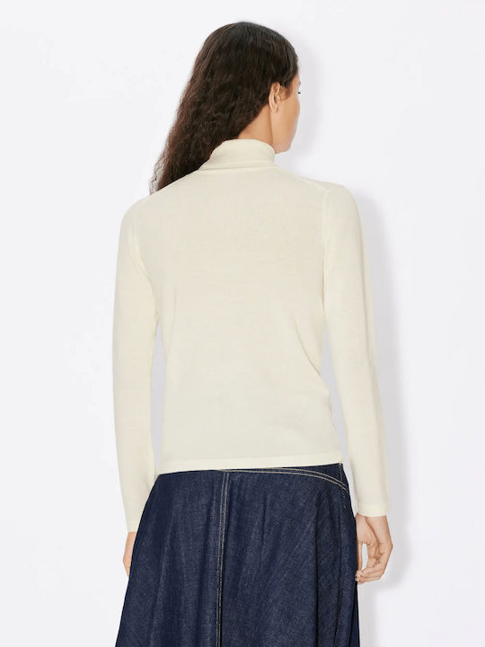 Kenzo Women's Long Sleeve Pullover Wool Turtleneck Beige