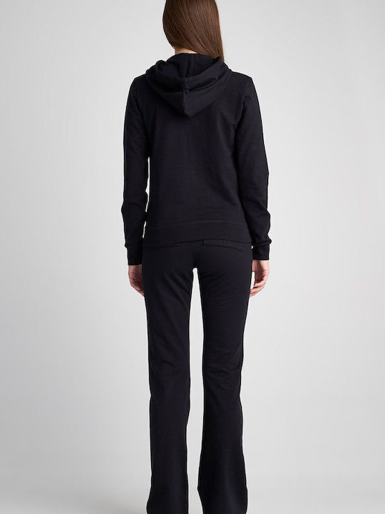 Women's Sweatshirt Jacket Hooded Black