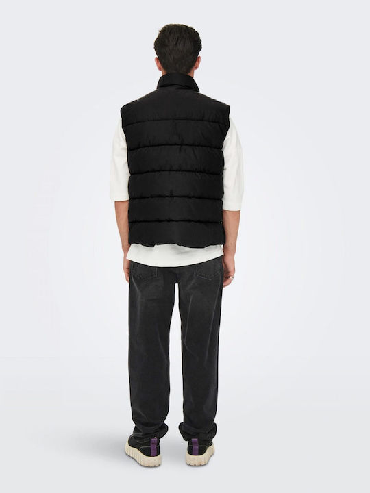 Only & Sons Men's Winter Sleeveless Puffer Jacket Black