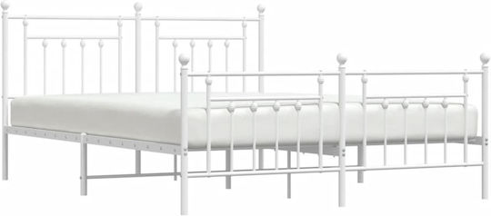 Bett King Size Metall Weiß mit Latten für Matratze 183x213cm