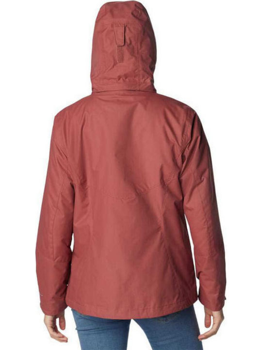 Bugaboo II Fleece Interchange 3 In 1 Women's Short Lifestyle Jacket for Winter with Hood Beetroot