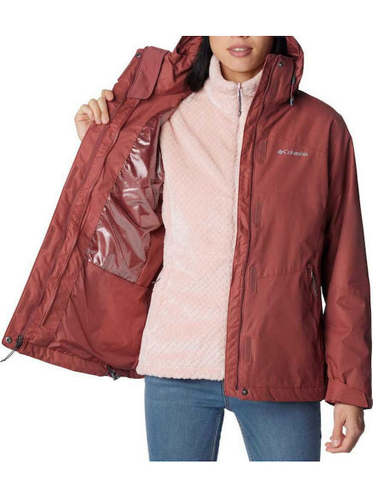 Bugaboo II Fleece Interchange 3 In 1 Women's Short Lifestyle Jacket for Winter with Hood Beetroot