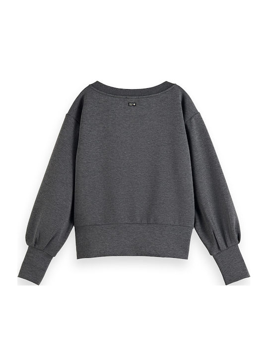 Boatneck Women's Athletic Blouse Long Sleeve Gray