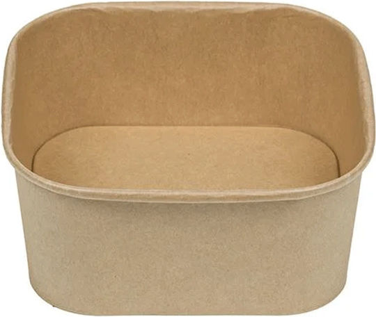 Intertan Disposable Salad Paper Box Kraft 16.7x16.7x4.4cm 50pcs